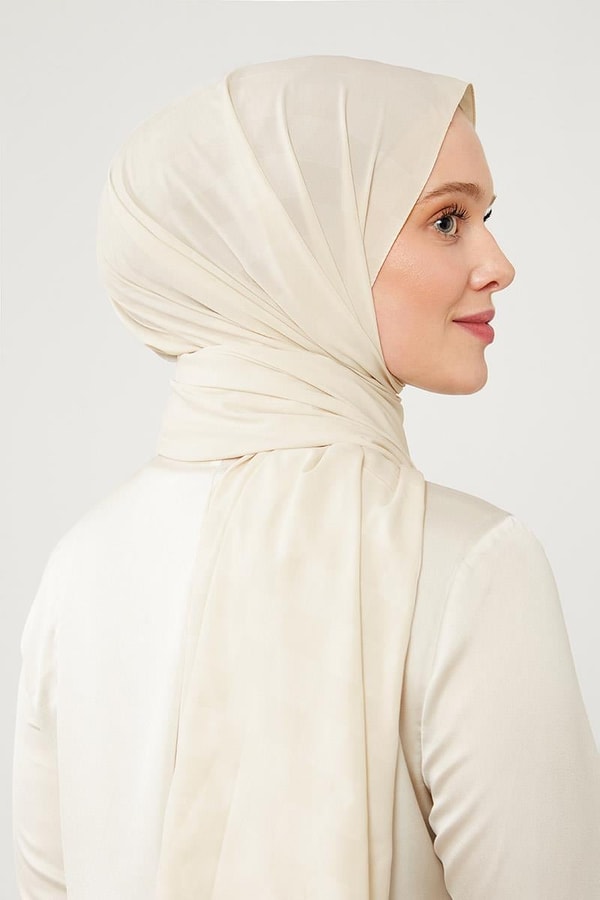 LevidorLevidor Bej Dama Desen Jakarlı Elegance Şal
