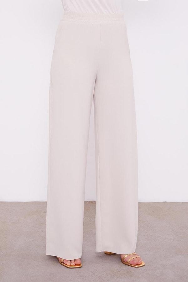 LevidorLevidor Bej Eteği Pileli Gömlek Yaka Tunik Takım