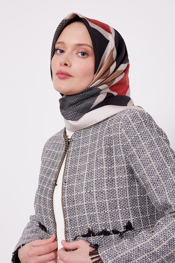 LevidorLevidor Bej Etnik Desen Twill Ipek Eşarp