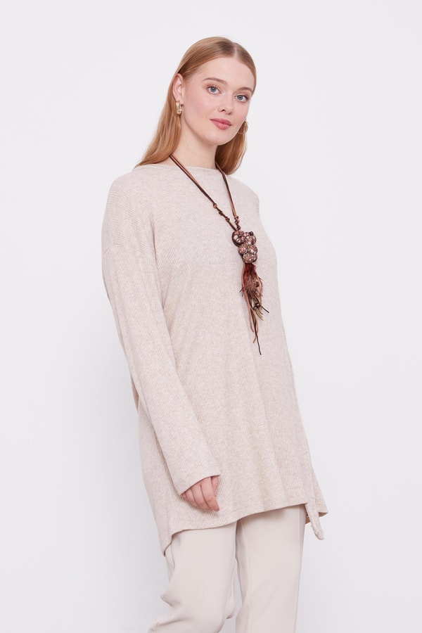 LevidorLevidor Bej Etnik Kolyeli Fitili Kaşmir Tunik