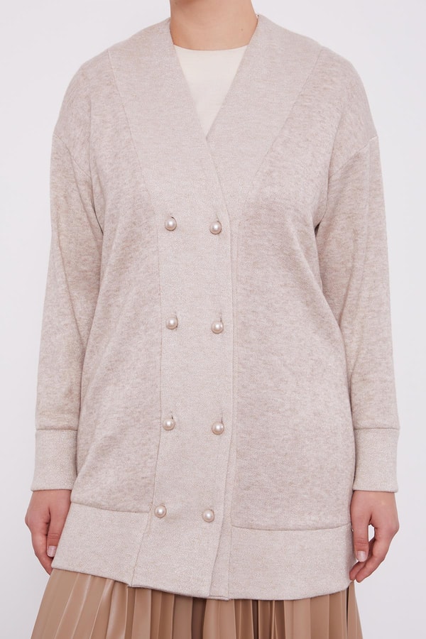 LevidorLevidor Bej İnci Düğmeli Kaşmir Hırka