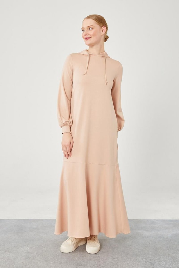 LevidorLevidor Bej Kapuşonlu Gizli Cep Detaylı Elbise