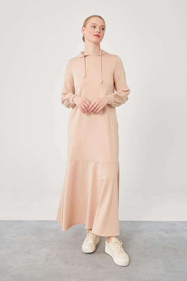 LevidorLevidor Bej Kapuşonlu Gizli Cep Detaylı Elbise