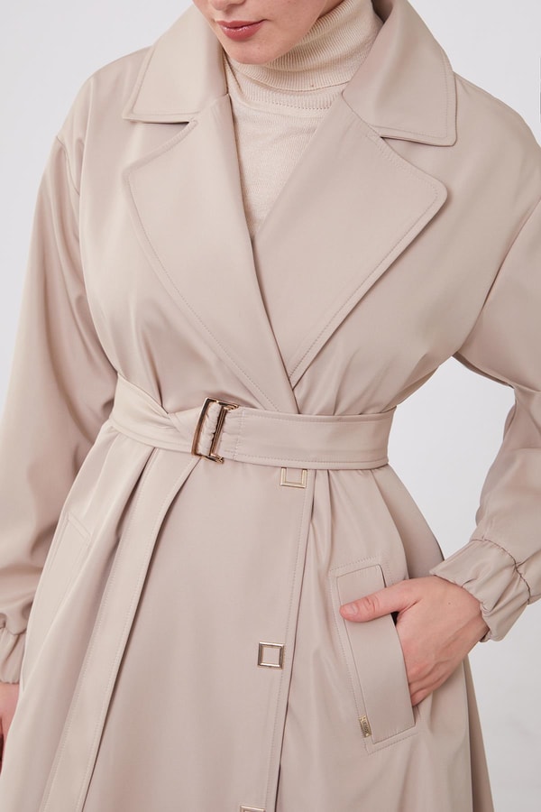 LevidorLevidor Bej Kolu Lastik Detay Trençkot