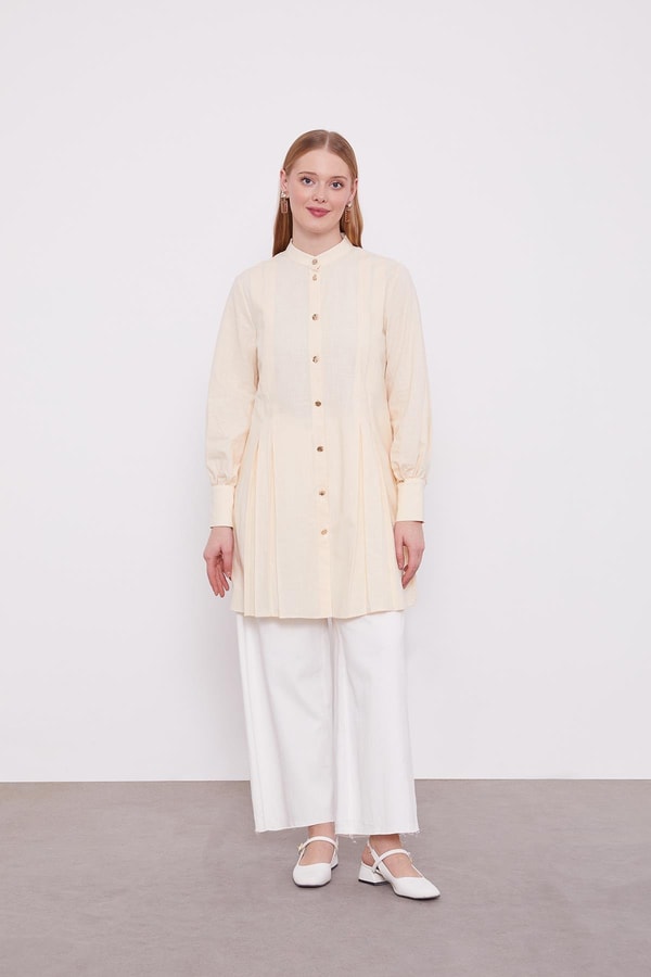 LevidorLevidor Bej Piliseli Melanj Gömlek