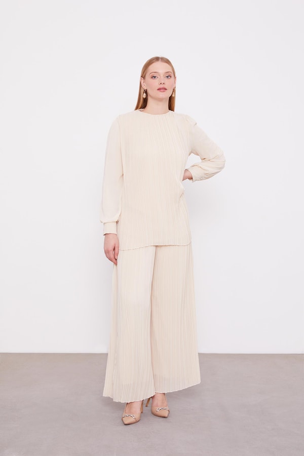 LevidorLevidor Bej Piliseli Şifon İkili Takım