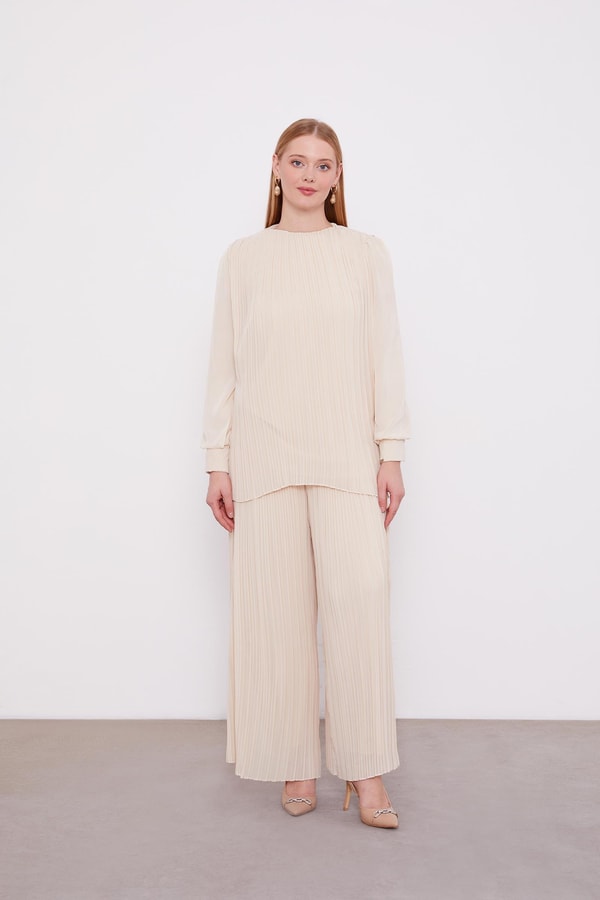 LevidorLevidor Bej Piliseli Şifon İkili Takım