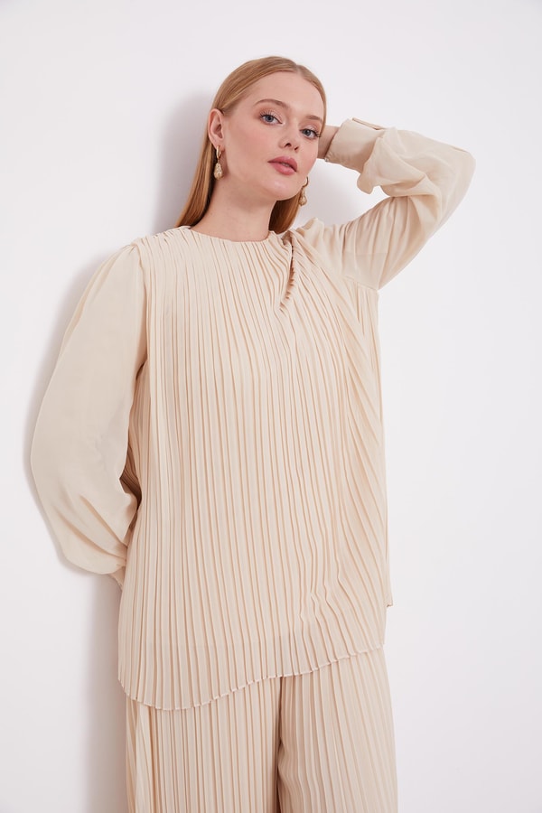 LevidorLevidor Bej Piliseli Şifon İkili Takım