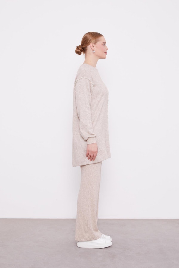 LevidorLevidor Bej Şerit İncili Kaşmir İkili Takım