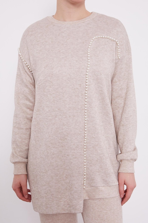 LevidorLevidor Bej Şerit İncili Kaşmir İkili Takım