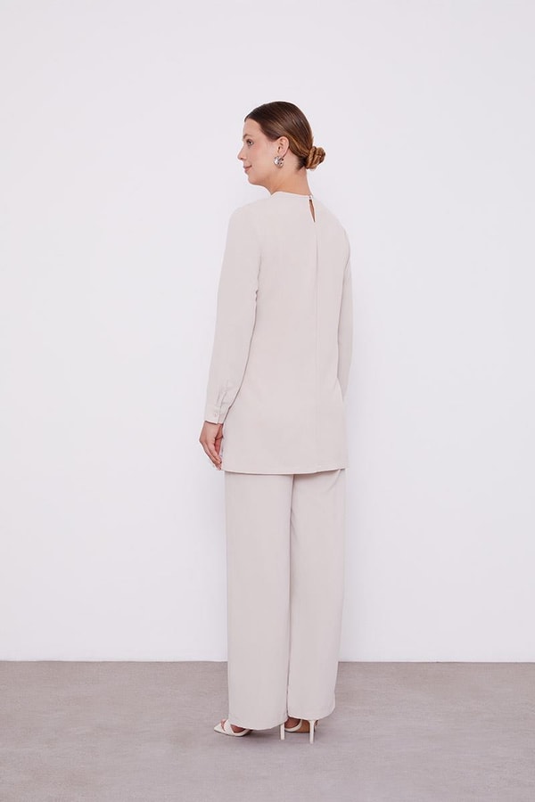 LevidorLevidor Bej Şifon Detaylı Tunik Takım