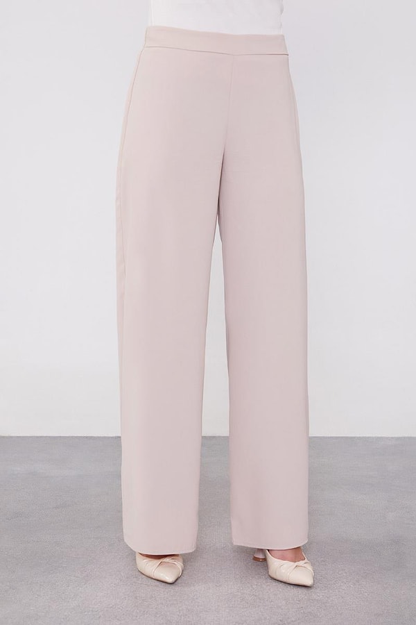 LevidorLevidor Bej Yakası Taş İşlemeli Şifon Tunik Takım