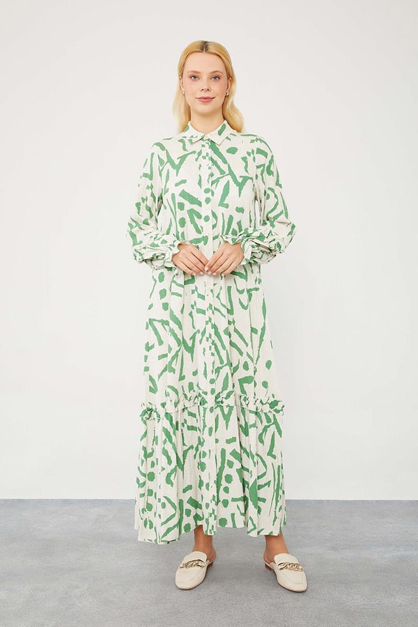 LevidorLevidor Benetton Fırfır Detaylı Gömlek Elbise