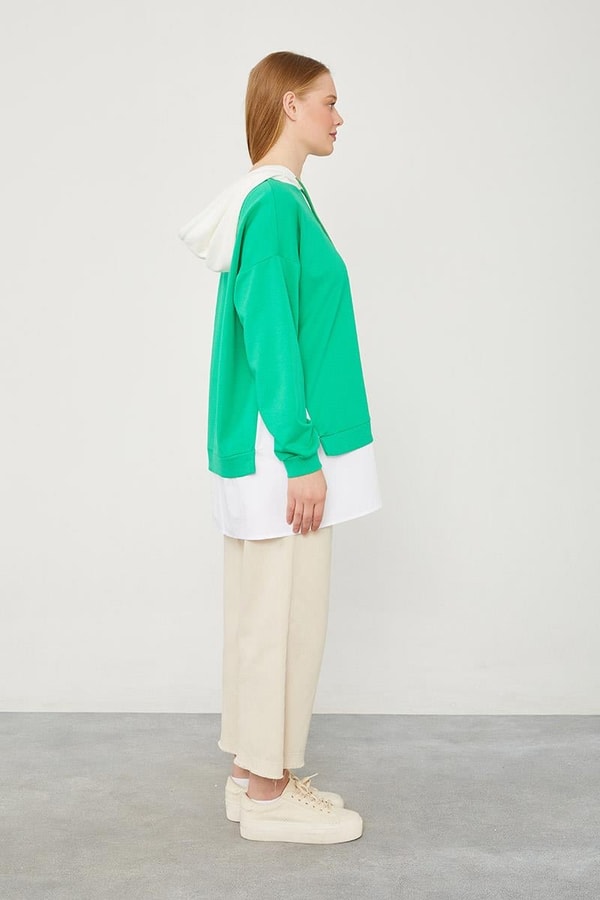 LevidorLevidor Benetton Kapuşonlu Gömlek Detaylı Sweat