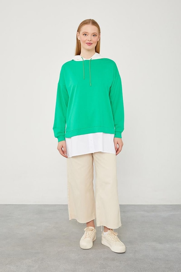 LevidorLevidor Benetton Kapuşonlu Gömlek Detaylı Sweat