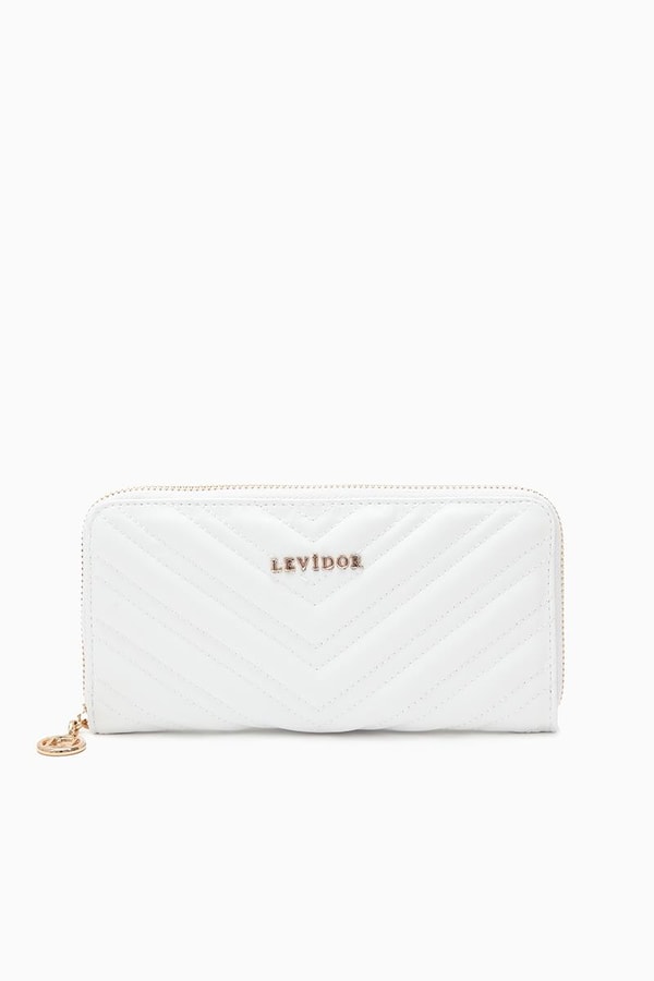 LevidorLevidor Beyaz Çapraz Askılı Mini Kapitone Cüzdan