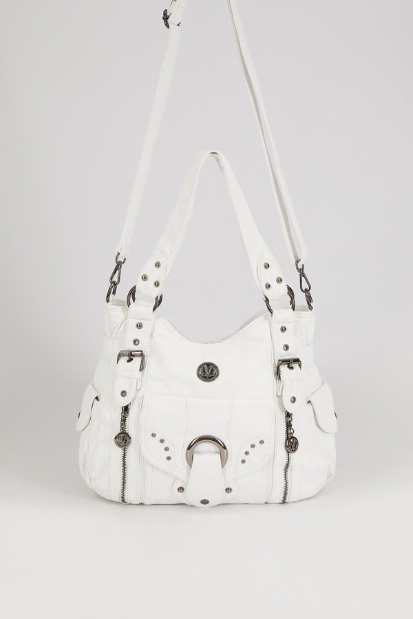 LevidorLevidor Beyaz Kuşgözü Detaylı Omuz Çantası