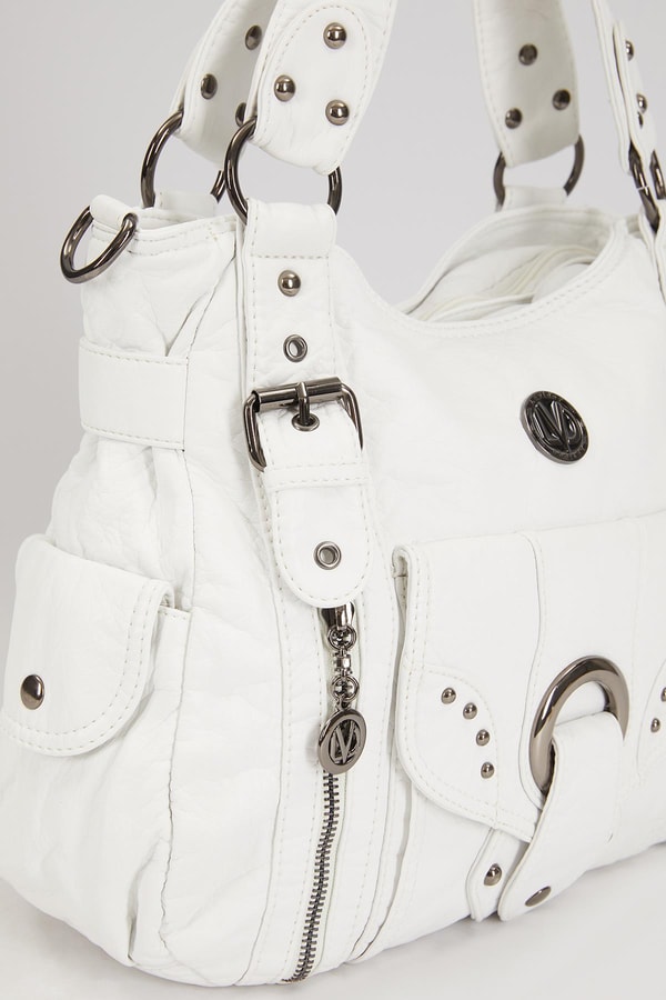 LevidorLevidor Beyaz Kuşgözü Detaylı Omuz Çantası