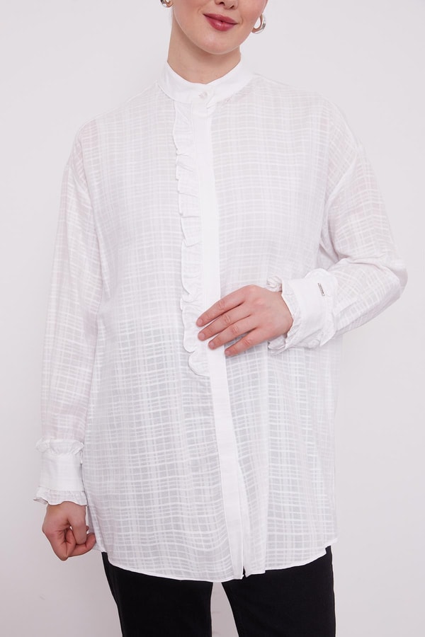 LevidorLevidor Beyaz Patı Fırfırlı Gömlek