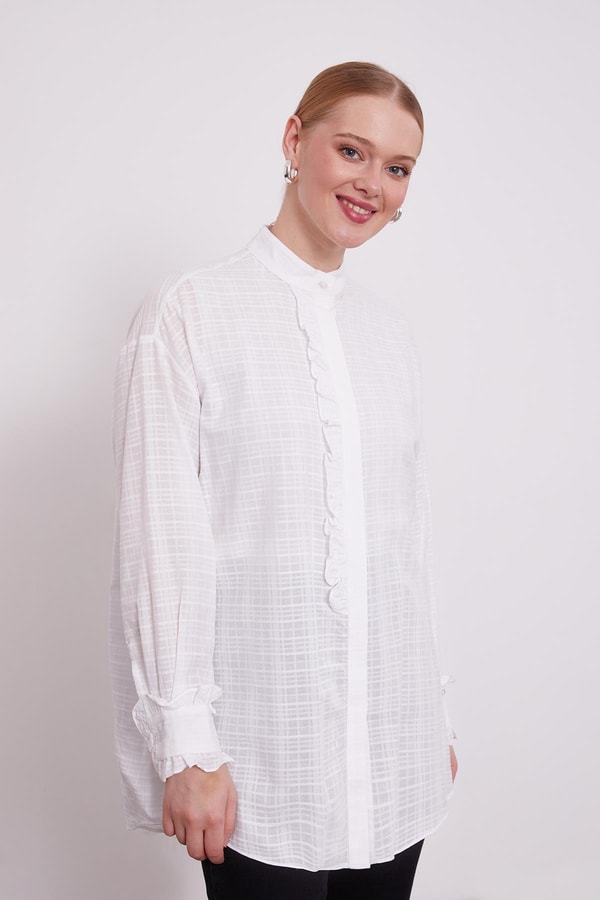 LevidorLevidor Beyaz Patı Fırfırlı Gömlek