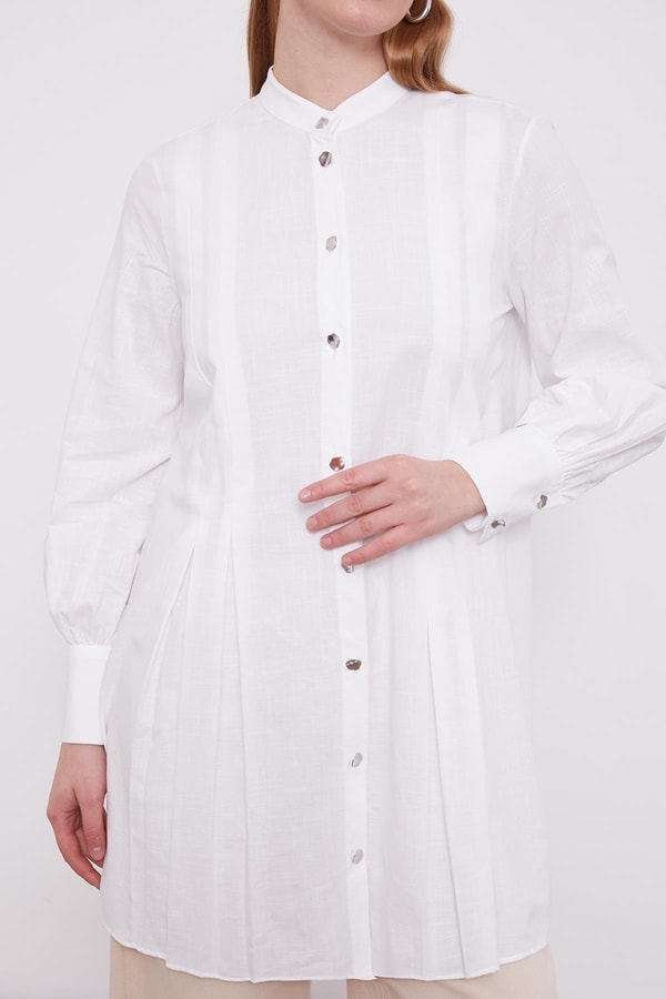 LevidorLevidor Beyaz Piliseli Melanj Gömlek