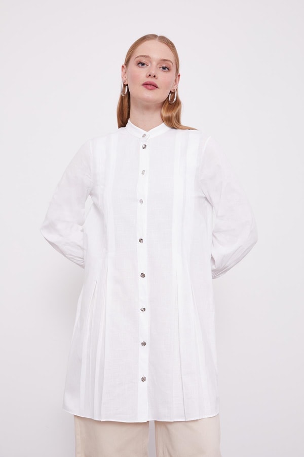 LevidorLevidor Beyaz Piliseli Melanj Gömlek