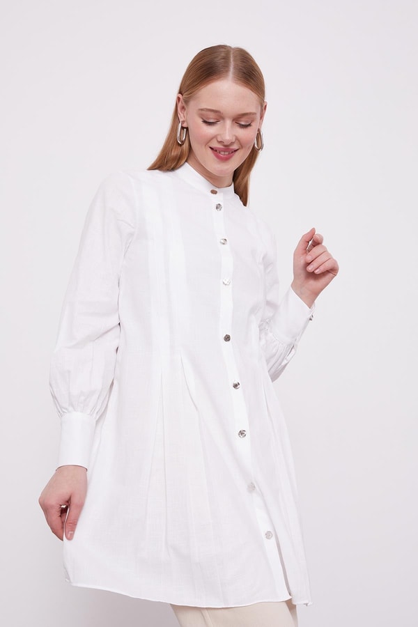 LevidorLevidor Beyaz Piliseli Melanj Gömlek