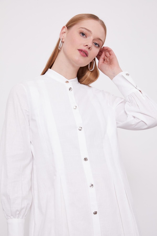 LevidorLevidor Beyaz Piliseli Melanj Gömlek