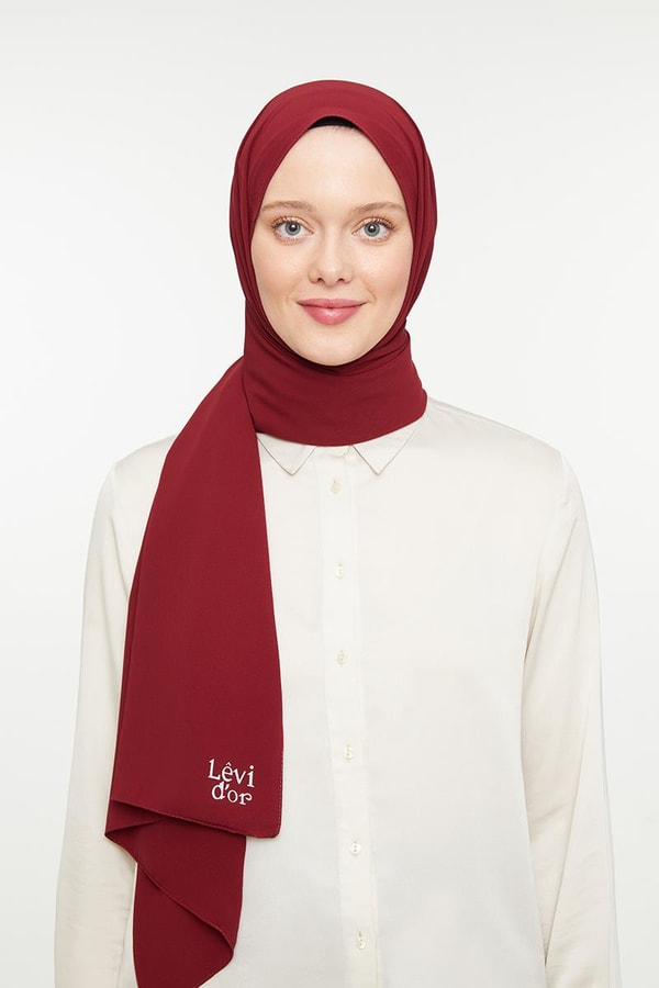 LevidorLevidor Bordo Düz Medine İpeği Şal