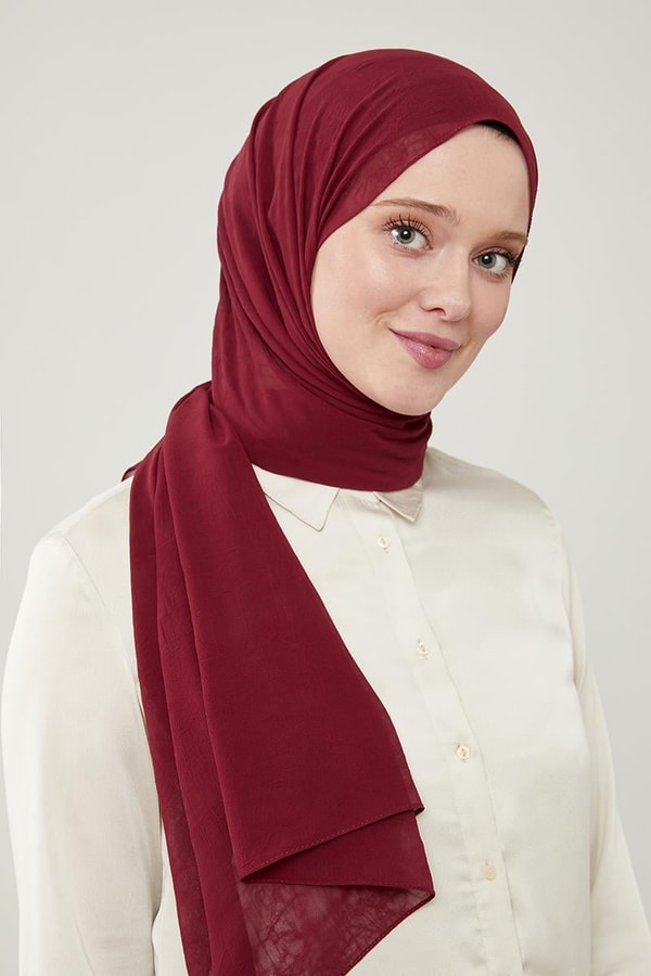 LevidorLevidor Bordo Düz Renk Frozen Krep Şal