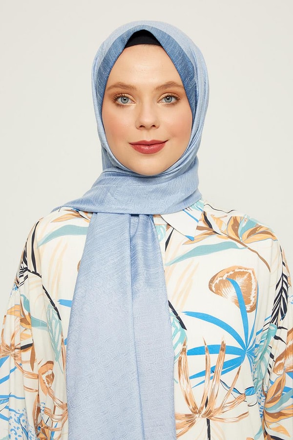 LevidorLevidor Buz Mavisi Halka Desen Monogram Şal