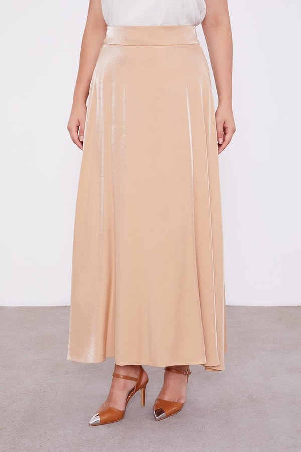 LevidorLevidor Camel Beli Büzülebilen Saten Etekli Takım