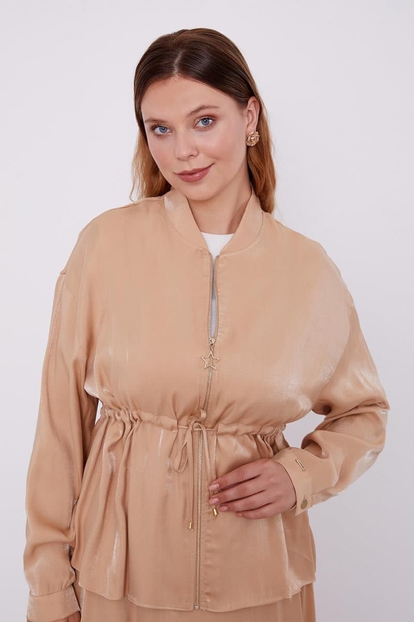 LevidorLevidor Camel Beli Büzülebilen Saten Etekli Takım
