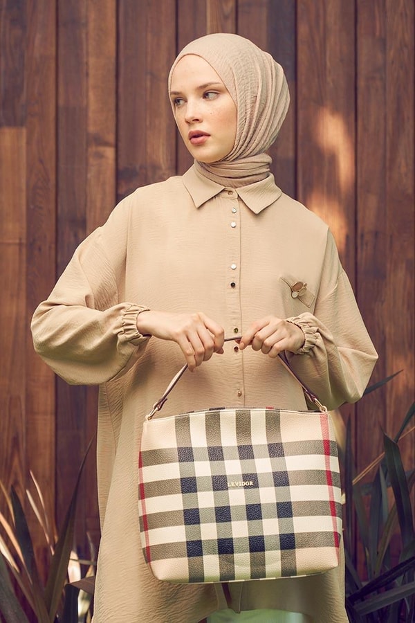 LevidorLevidor Camel Cebi Broşlu Tunik