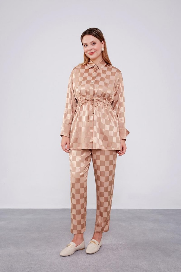 LevidorLevidor Camel Dama Desen Jakalı İkili Takım