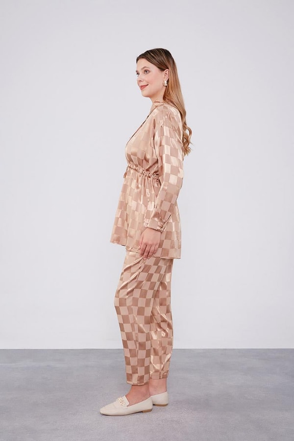 LevidorLevidor Camel Dama Desen Jakalı İkili Takım