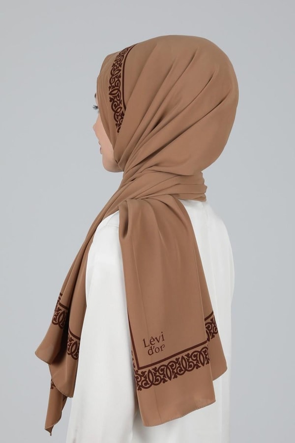LevidorLevidor Camel Desenli Medine İpeği Şal