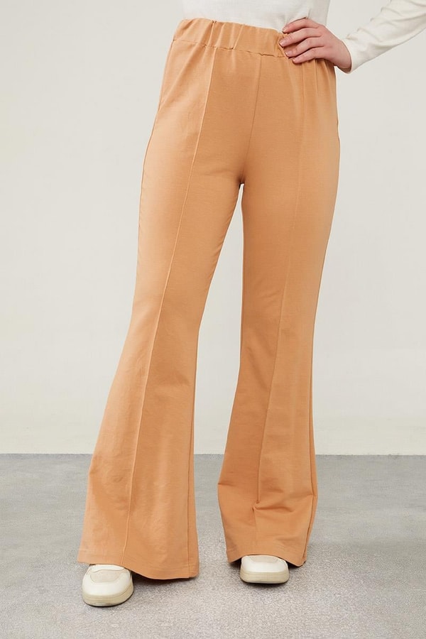 LevidorLevidor Camel Geniş Paça Beli Lastikli Spor Pantolon