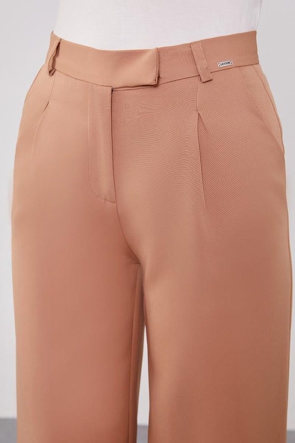 LevidorLevidor Camel Gizli Düğmeli Kumaş Pantolon