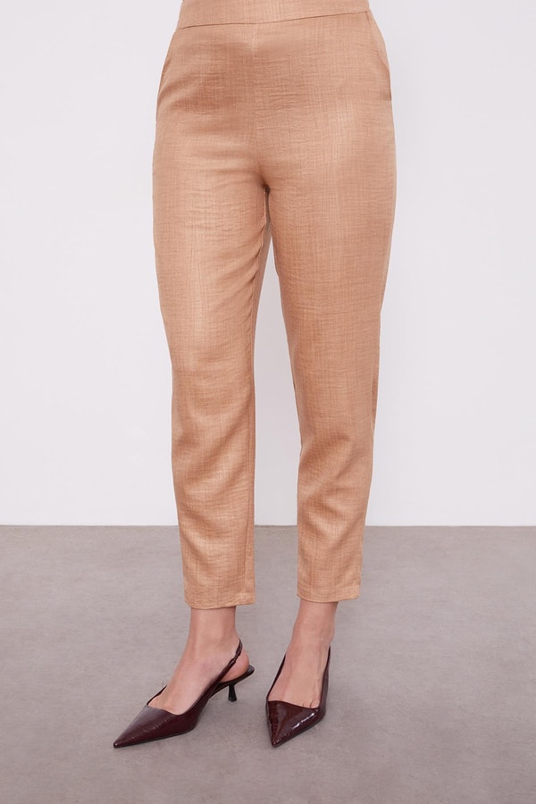 LevidorLevidor Camel İşlemeli  Melanj Kimono Üçlü Takım