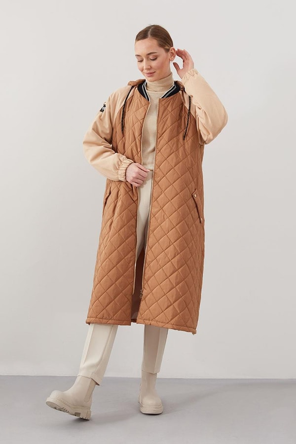 LevidorLevidor Camel Kapitone Fermuar Kapamalı Kap