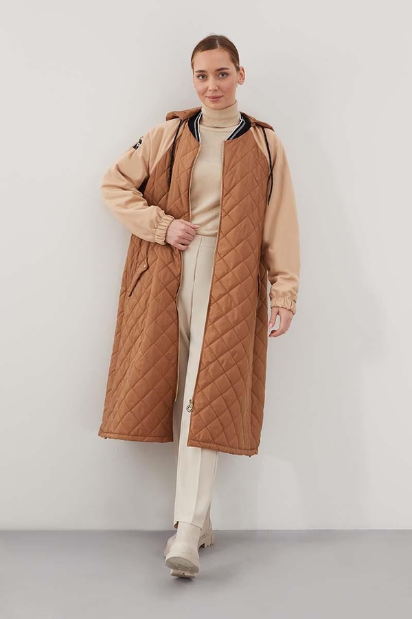 LevidorLevidor Camel Kapitone Fermuar Kapamalı Kap