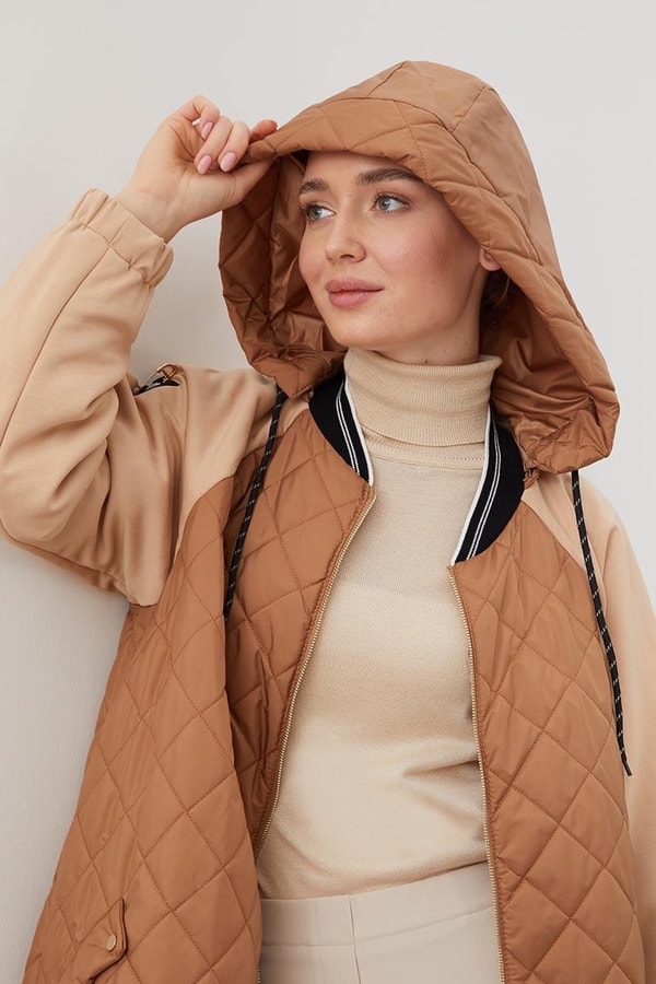 LevidorLevidor Camel Kapitone Fermuar Kapamalı Kap
