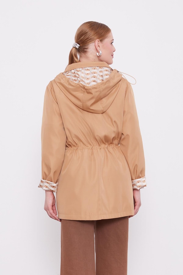 LevidorLevidor Camel Kapüşonlu Beli İp Detaylı Kap