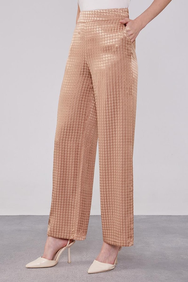 LevidorLevidor Camel Kazayağı Desen Jakarlı Ceket Takım