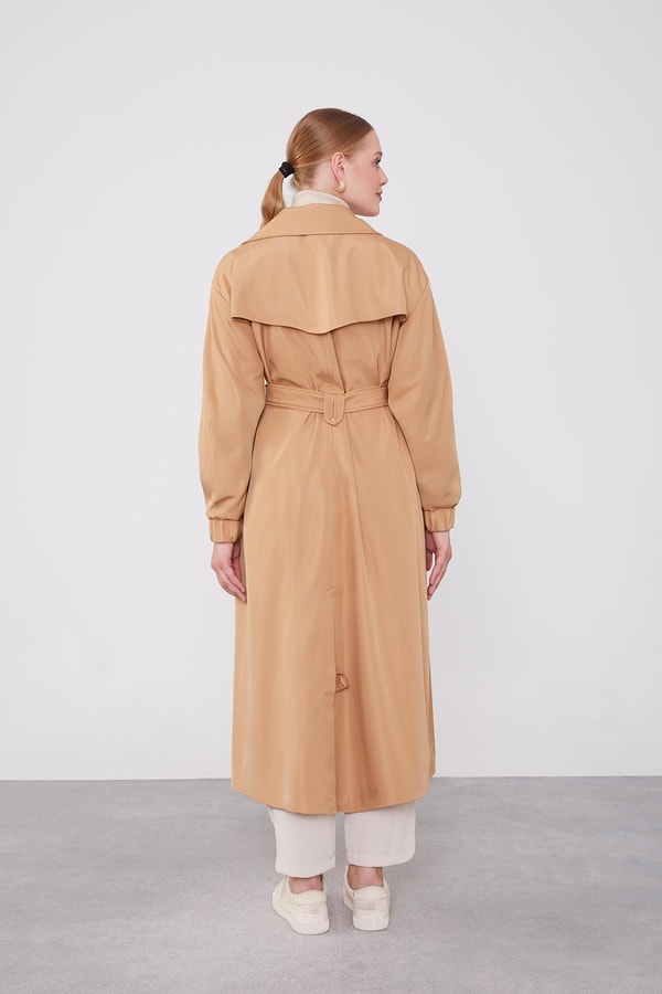 LevidorLevidor Camel Kolu Lastik Detay Trençkot