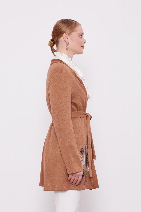 LevidorLevidor Camel Payet İşlemeli Kaşmir Hırka