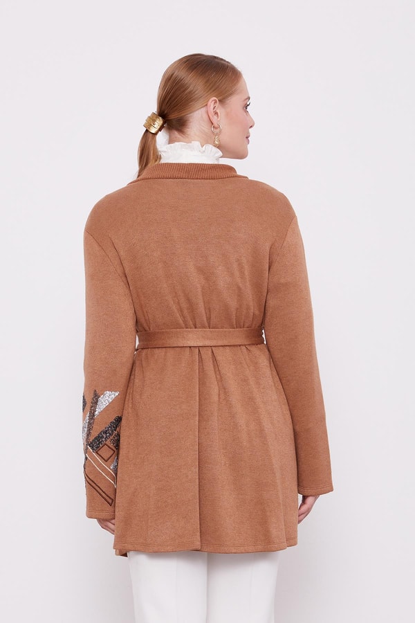 LevidorLevidor Camel Payet İşlemeli Kaşmir Hırka