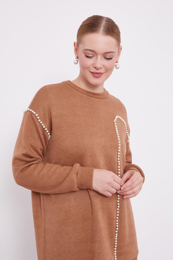 LevidorLevidor Camel Şerit İncili Kaşmir İkili Takım