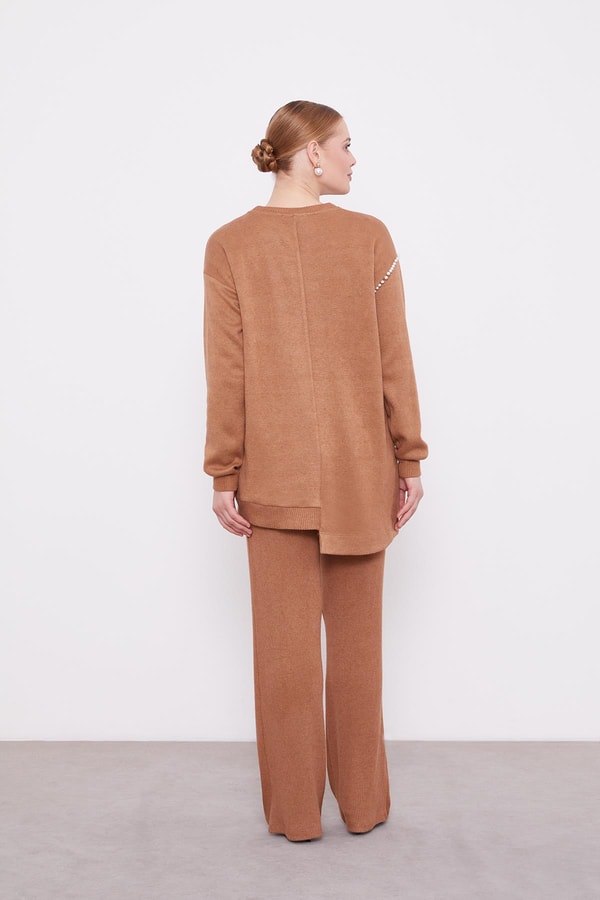 LevidorLevidor Camel Şerit İncili Kaşmir İkili Takım